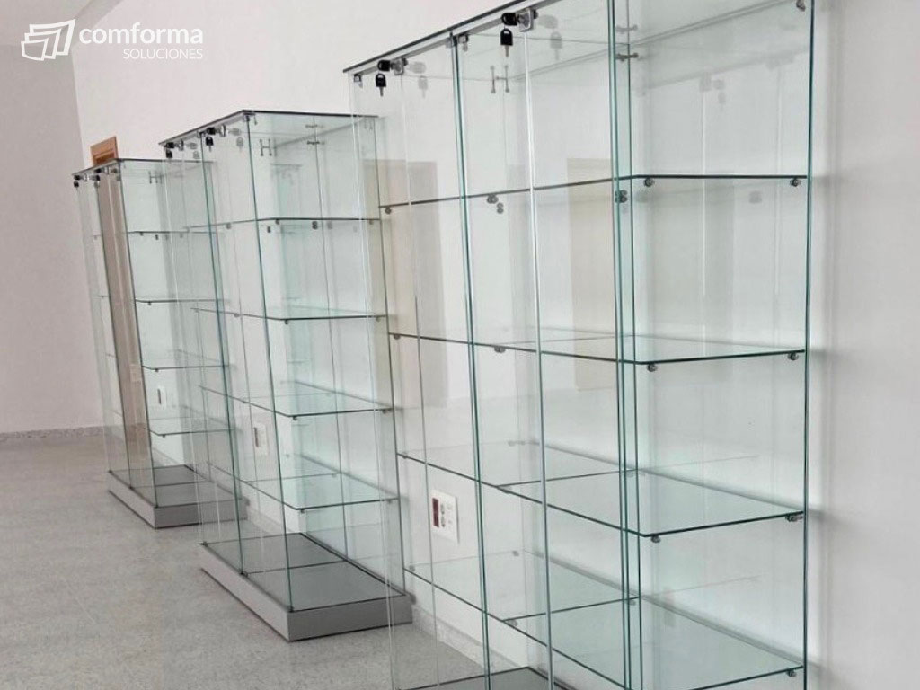Vitrinas autoportantes lujo en vidrio y aluminio 80 cm
